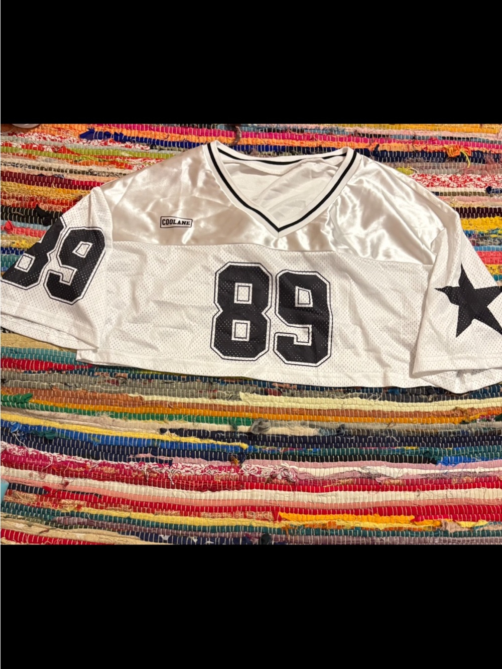 SHEIN White & Black Kids Mesh Jersey Top with '89 and Star